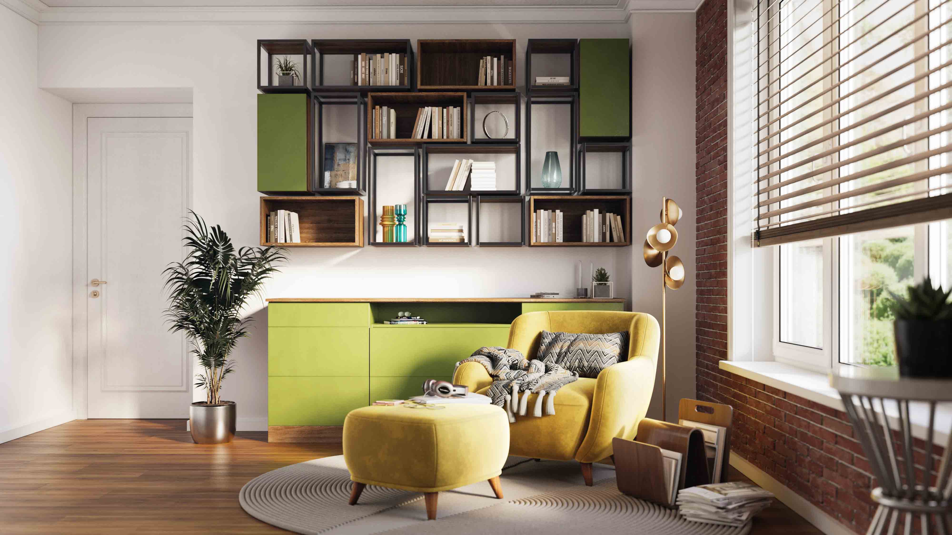 Eclectic reading nook