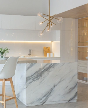 Glass modular kitchen finish