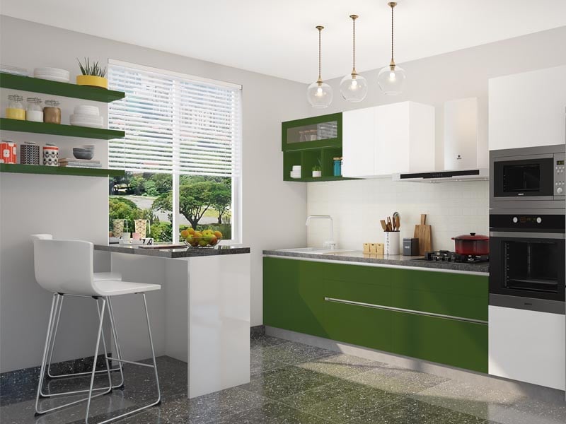 Natural Bliss Straight Modular Kitchen Breakfast Counter
