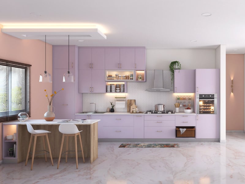 Purple Haze Pastel Modern Kitchen Island Marble