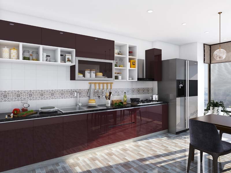 Straight Modular Kitchen Berry Cabinets